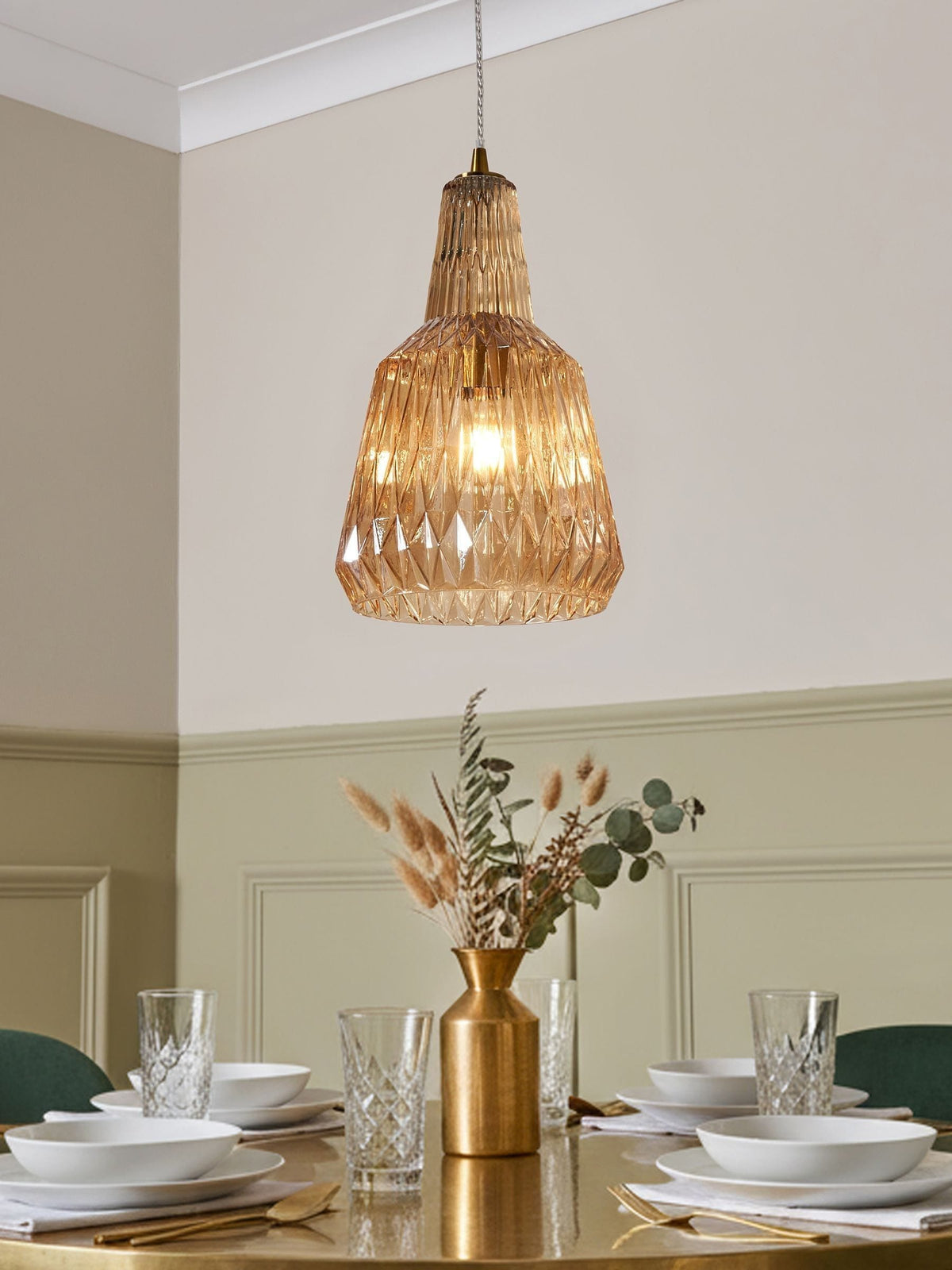 BHS Mikael glass pendant light champagne (British brand)