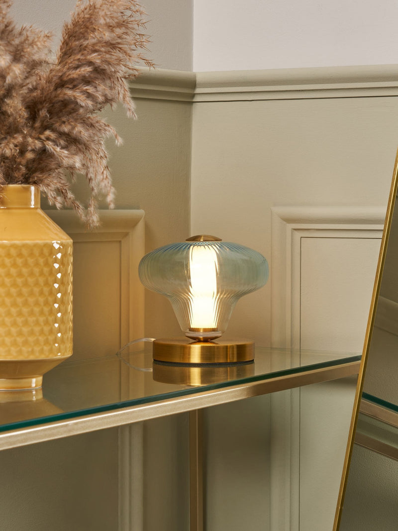 Visconte by BHS Sky Blue LED glass table lamp, UK version