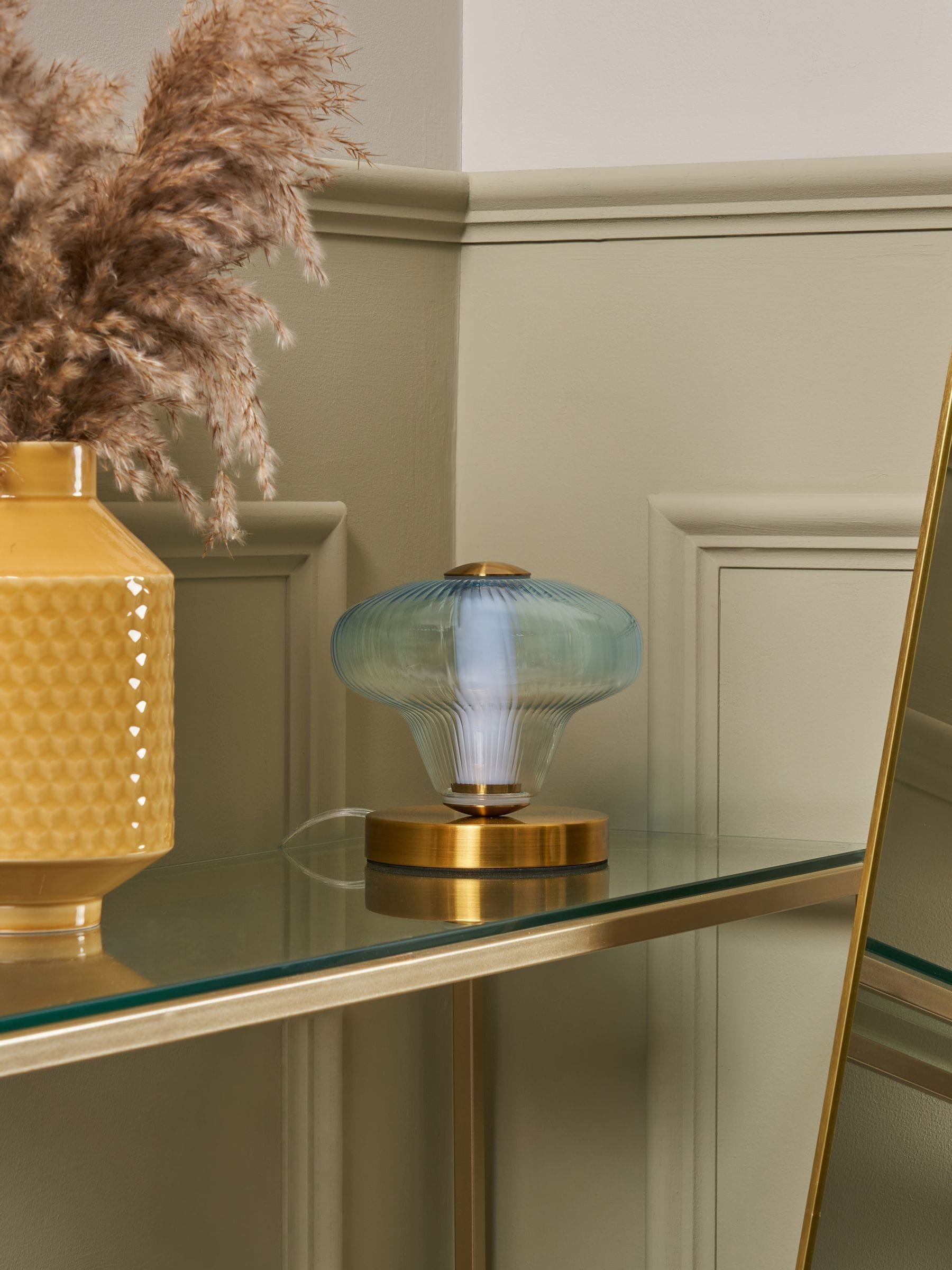 Visconte by BHS Sky Blue LED glass table lamp, UK version