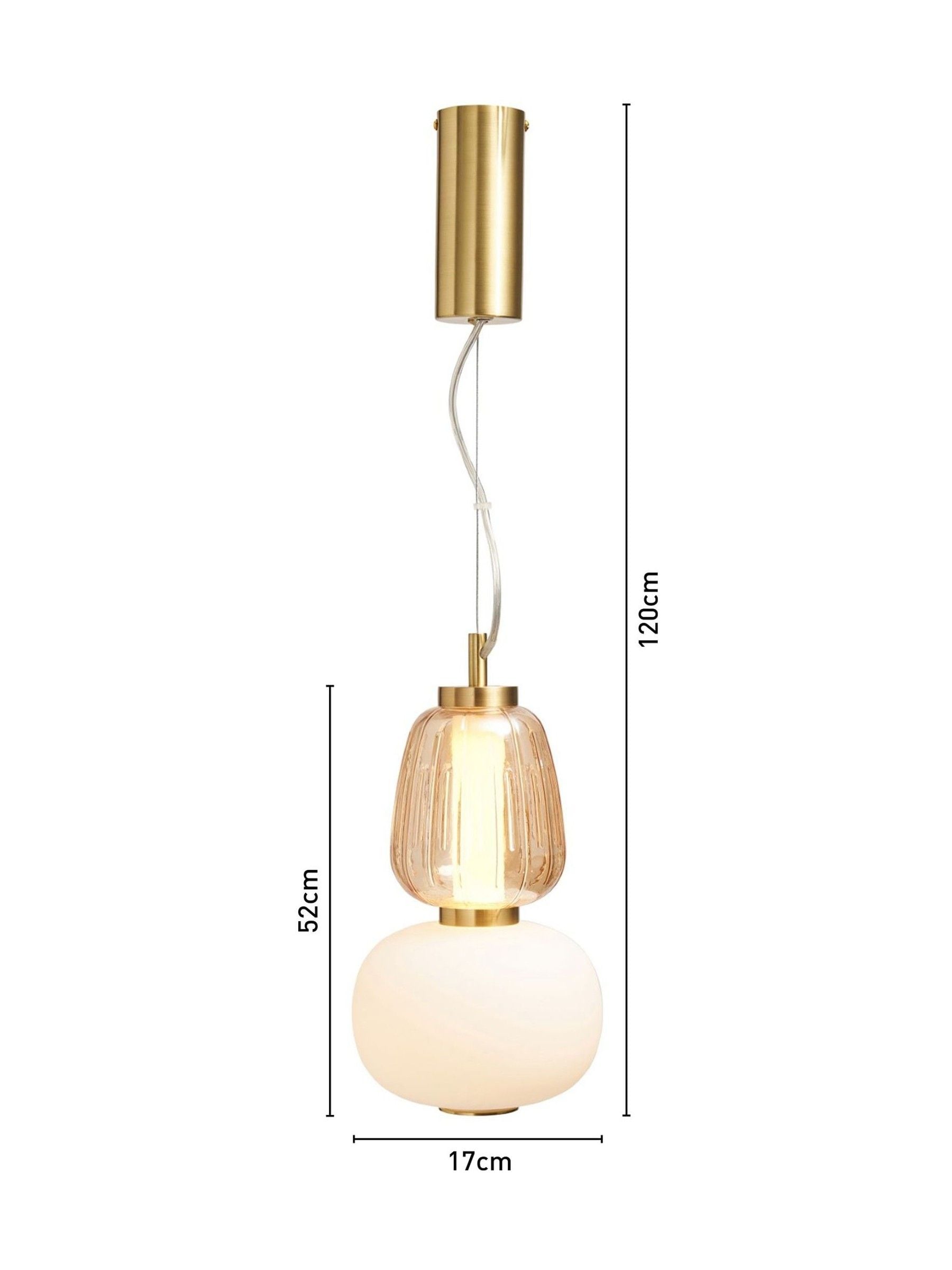 BHS satin brass Edvin glass pendant light (British brand)