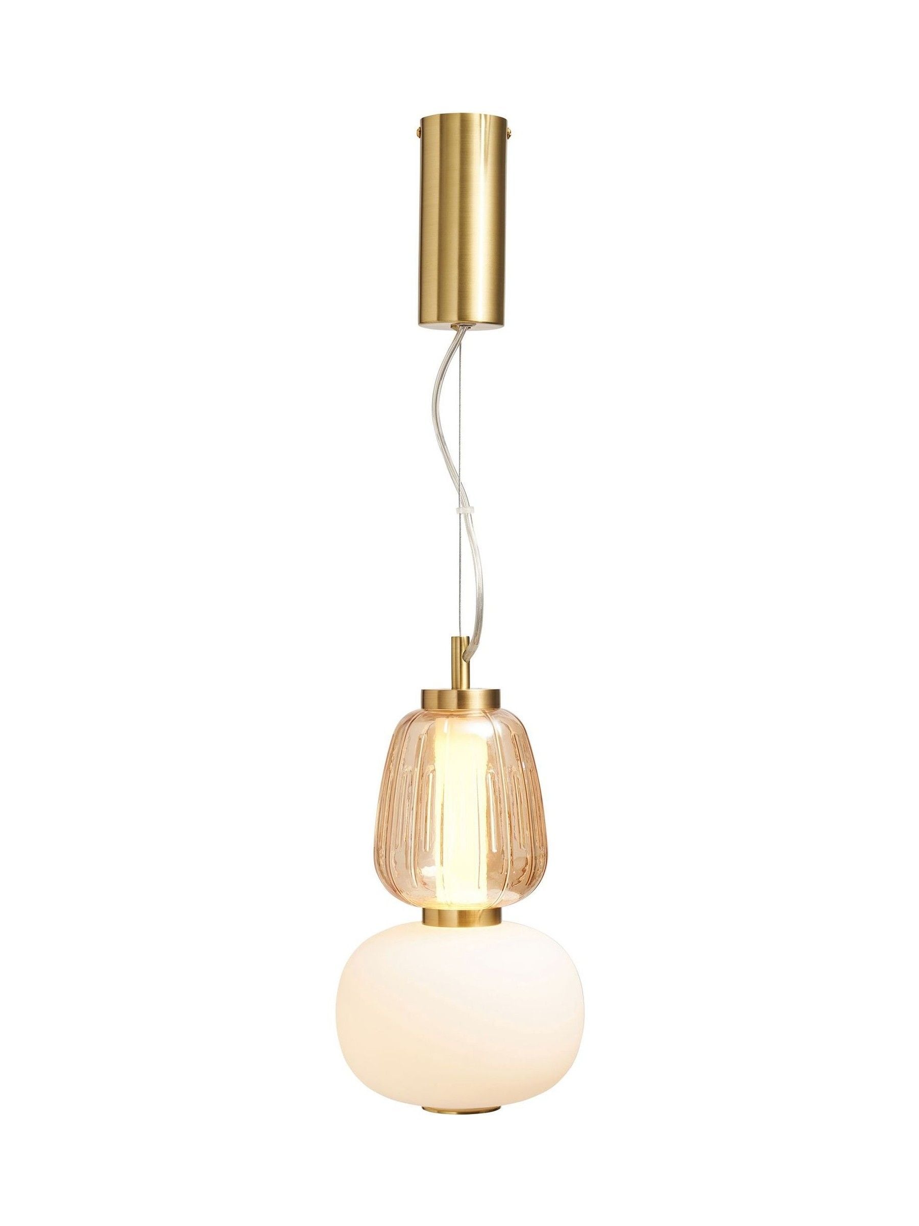 BHS satin brass Edvin glass pendant light (British brand)