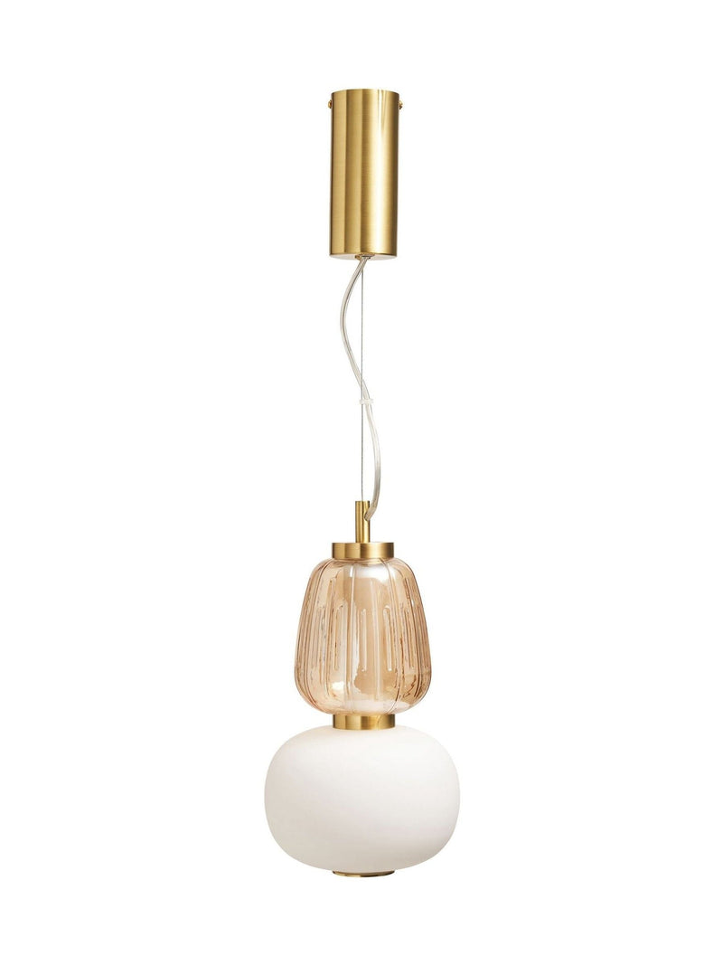 BHS satin brass Edvin glass pendant light (British brand)