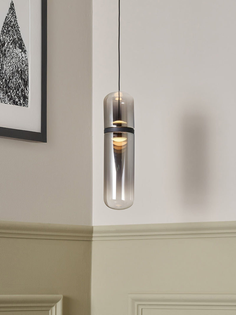 Visconte by BHS Bjorn smoke grey glass pendant light 160cm - British product