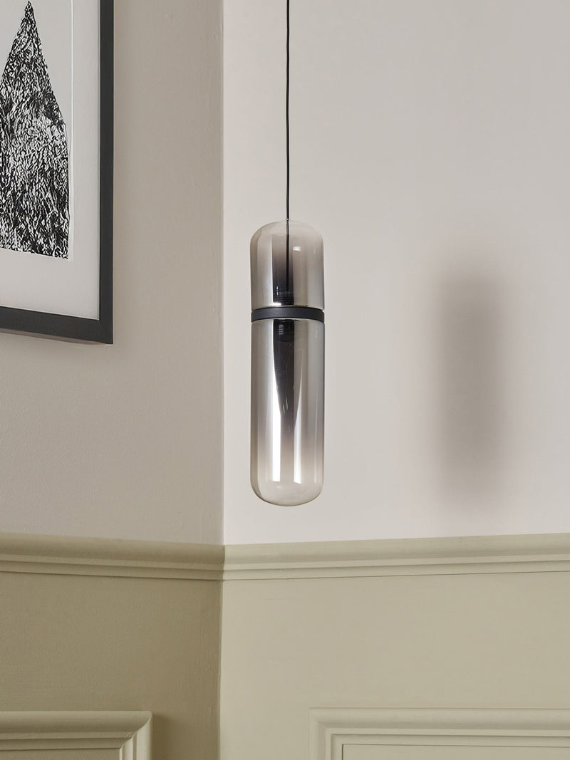 Visconte by BHS Bjorn smoke grey glass pendant light 160cm - British product