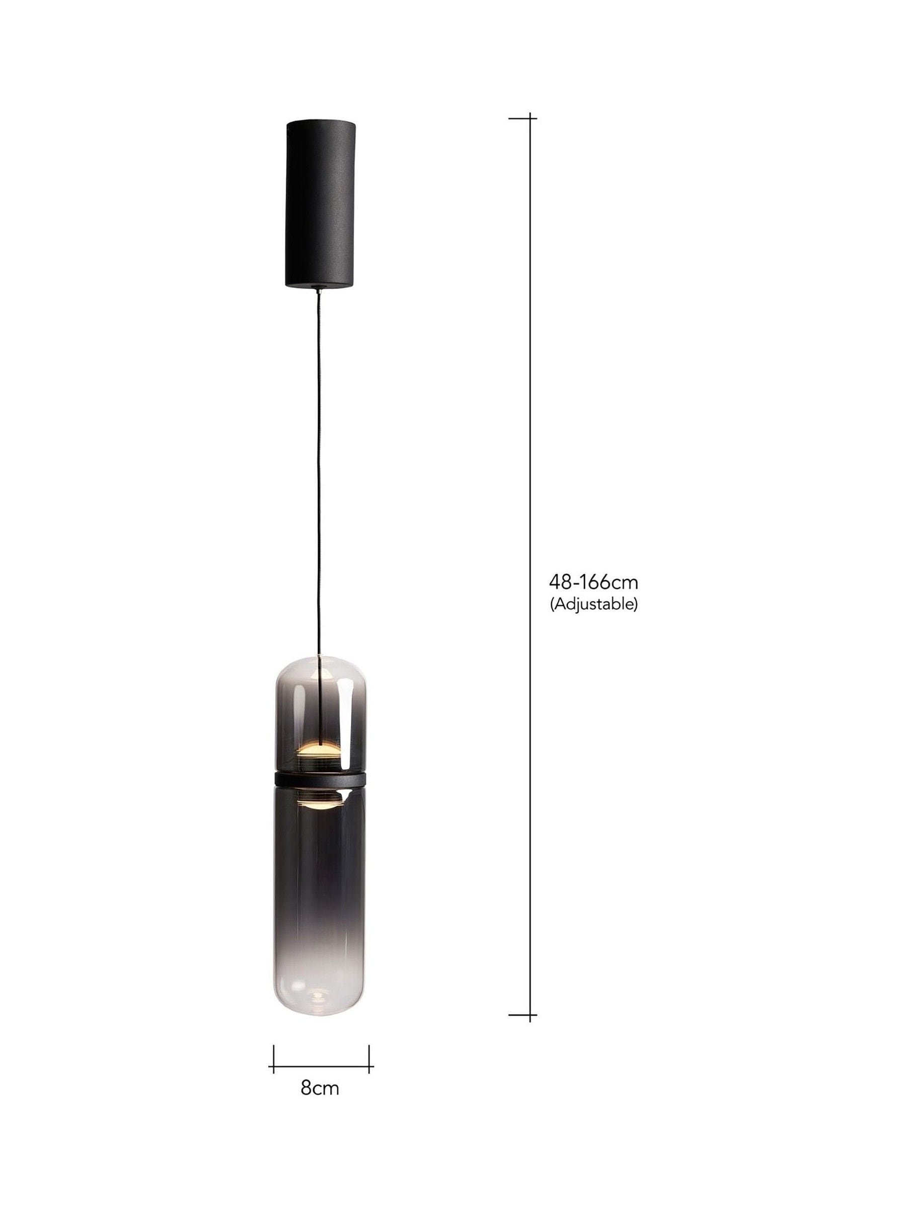 Visconte by BHS Bjorn smoke grey glass pendant light 160cm - British product