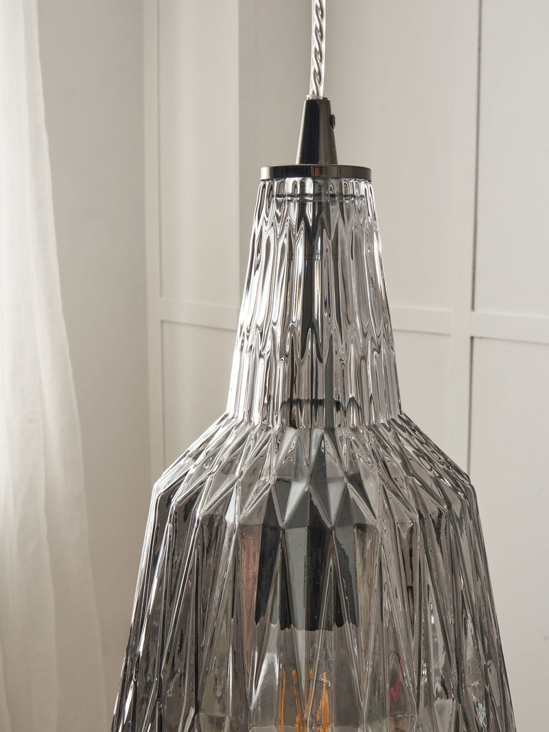 BHS Mikael 3-light smoky grey glass ceiling pendant - British product