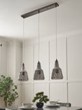 BHS Mikael 3-light smoky grey glass ceiling pendant - British product