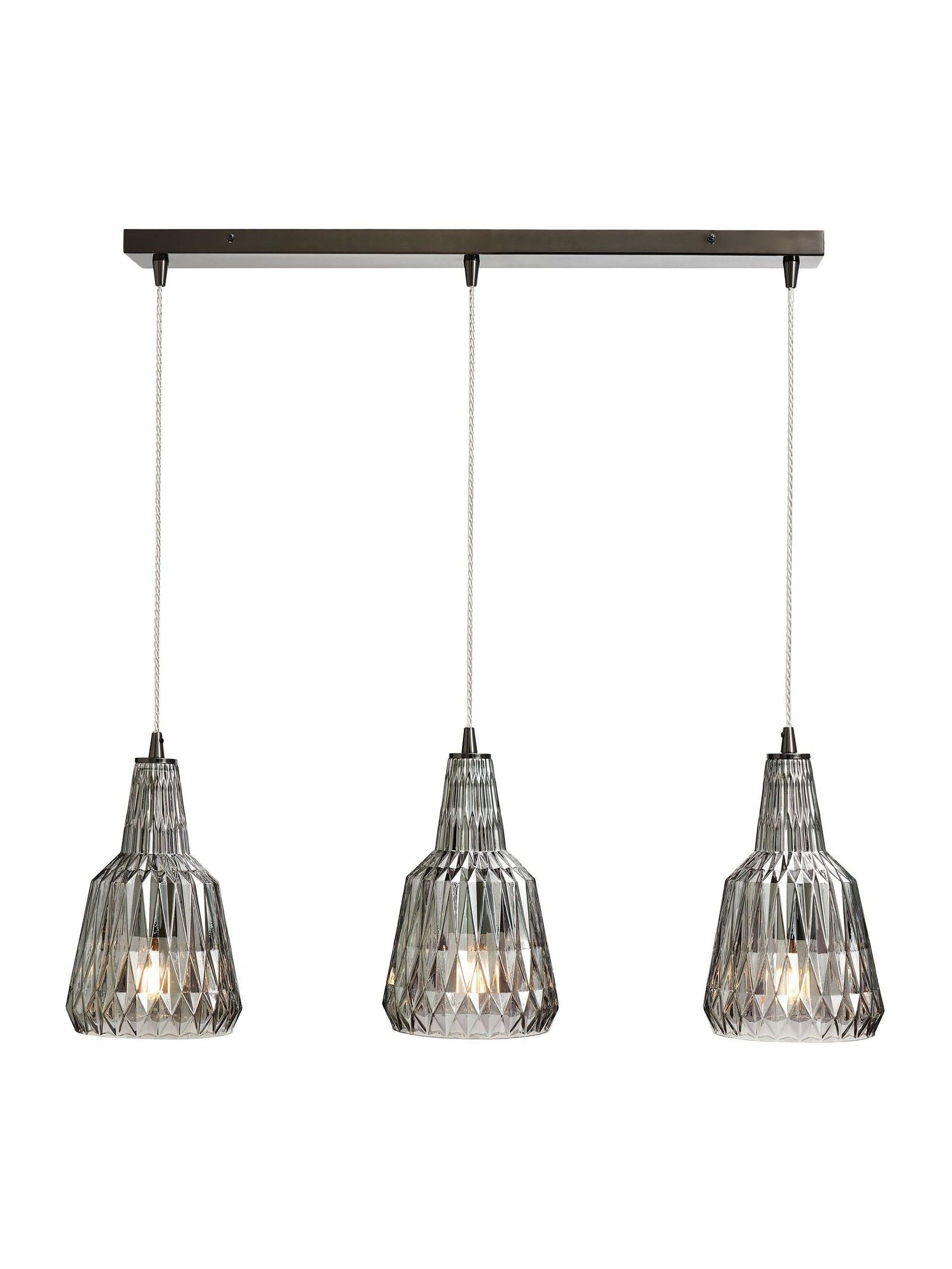 BHS Mikael 3-light smoky grey glass ceiling pendant - British product
