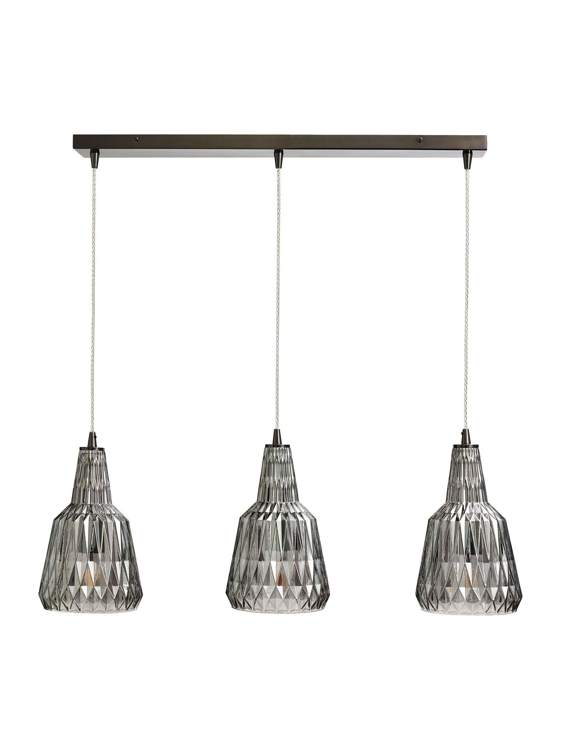 BHS Mikael 3-light smoky grey glass ceiling pendant - British product