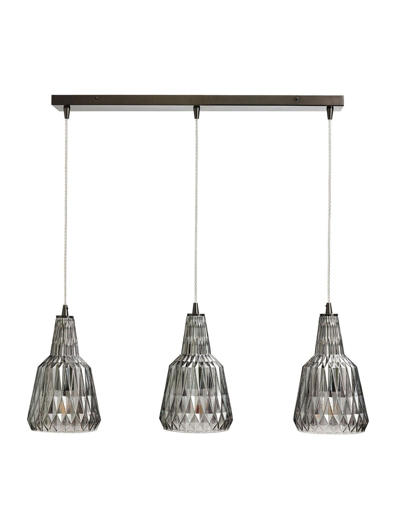 BHS Mikael 3-light smoky grey glass ceiling pendant - British product