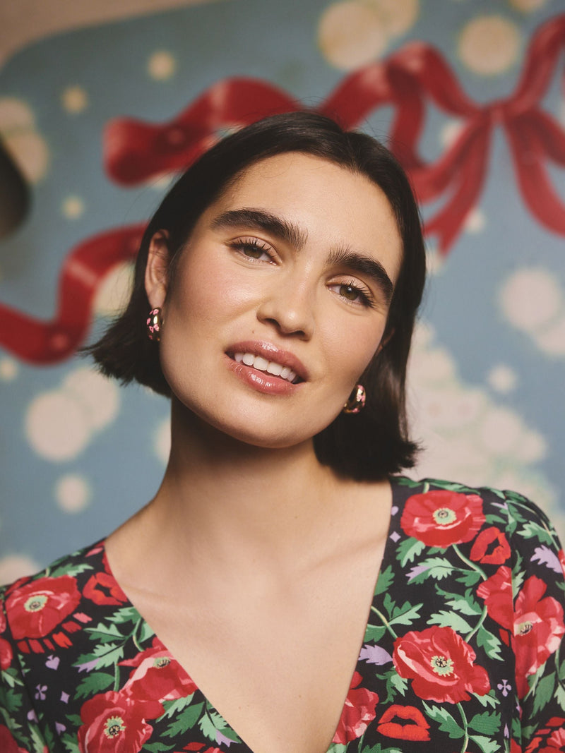 Cath Kidston hoop earrings with enamel bow 2cm drop (British brand)