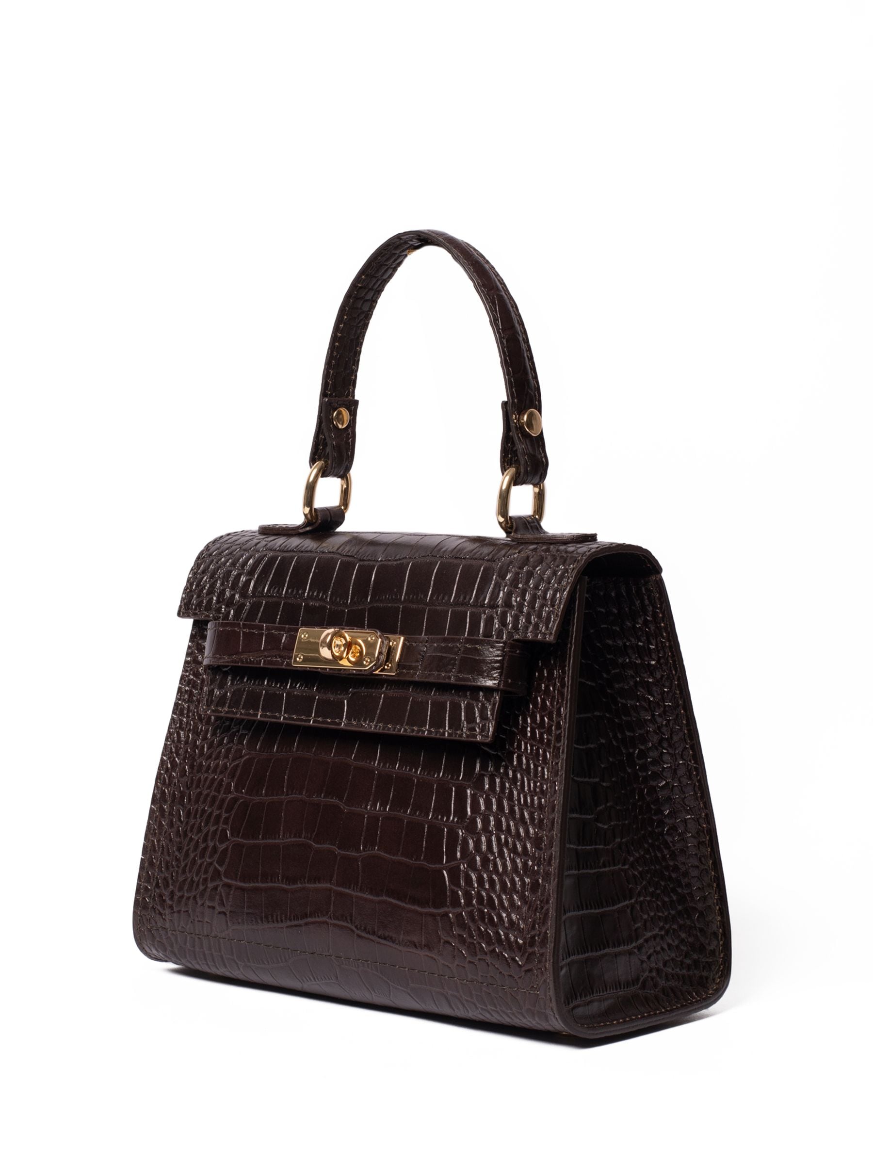 LRM Goods Polly top handle bag croc brown leather (British brand)