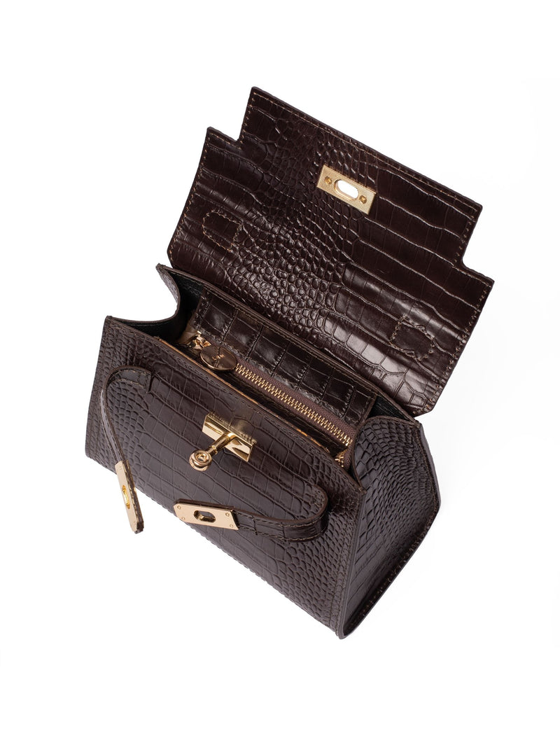 LRM Goods Polly top handle bag croc brown leather (British brand)