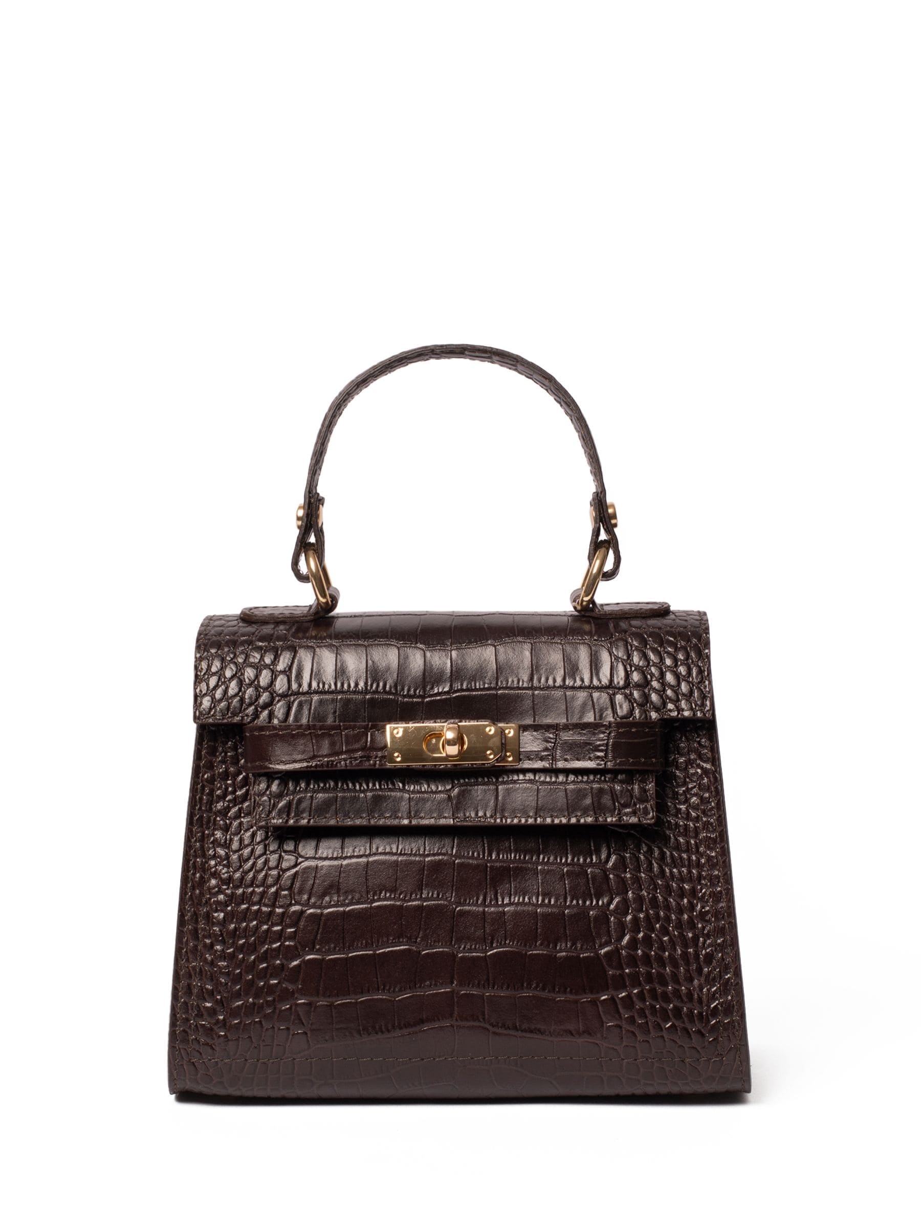 LRM Goods Polly top handle bag croc brown leather (British brand)