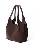LRM Goods genuine suede leather tote bag brown, UK version