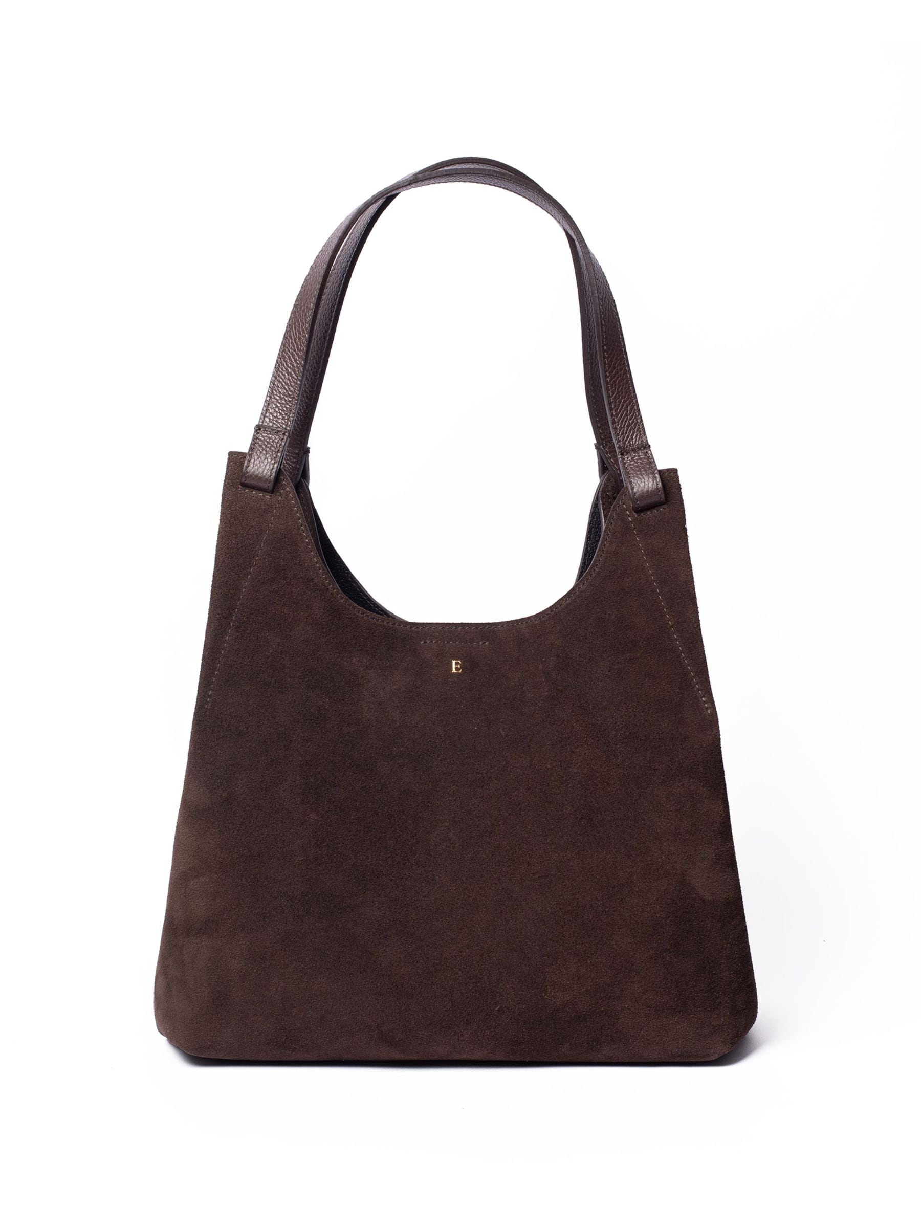 LRM Goods genuine suede leather tote bag brown, UK version