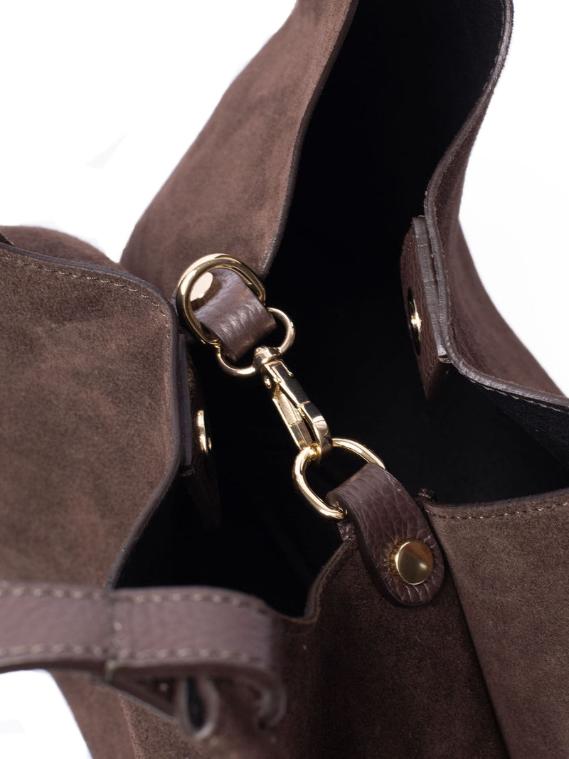 LRM Goods genuine suede leather tote bag brown, UK version