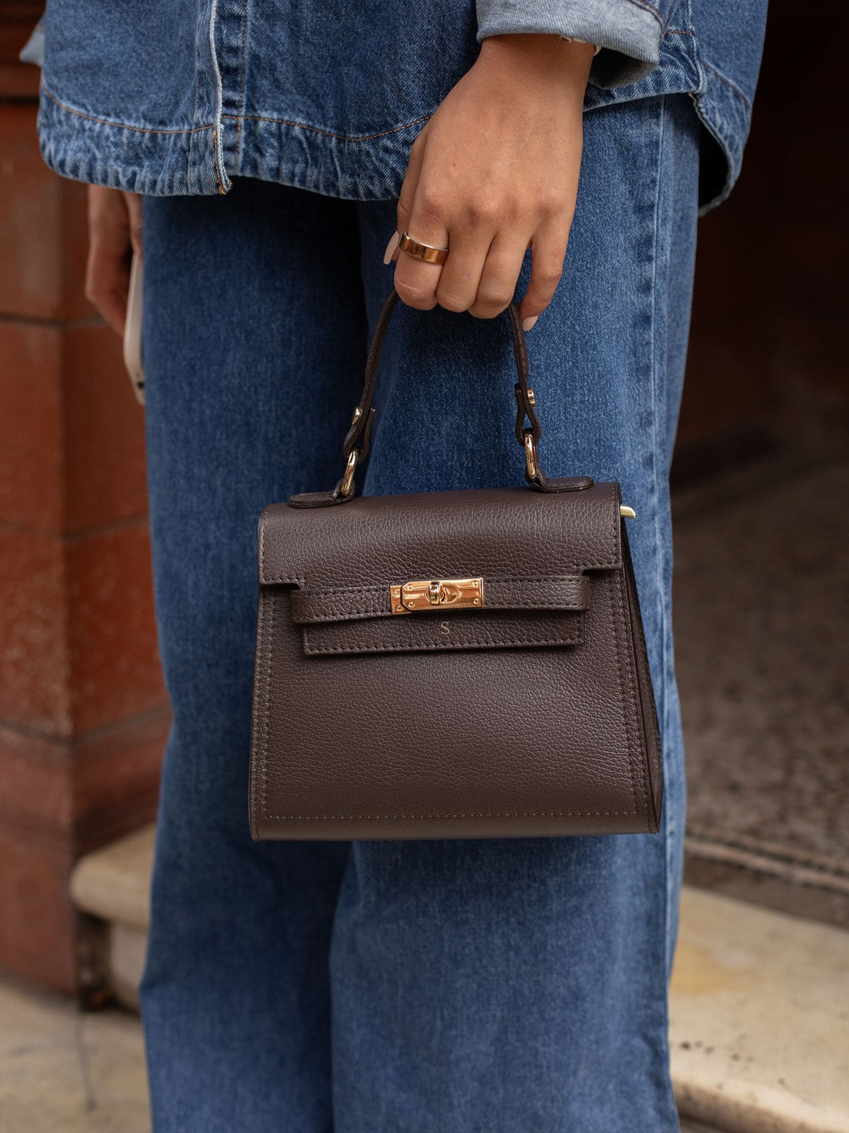 LRM Goods brown Polly top handle leather handbag, UK version