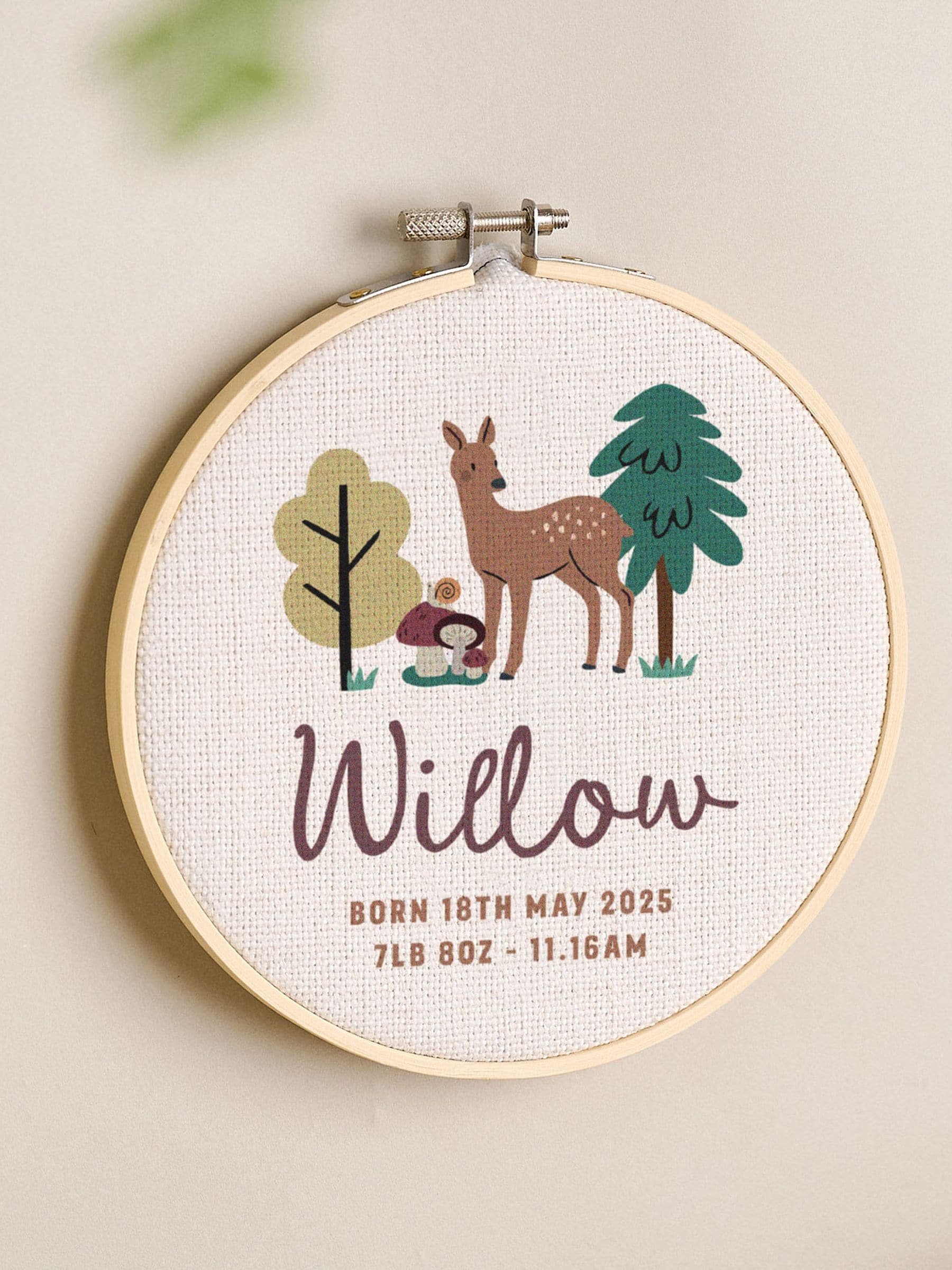 No Ordinary Gift personalised woodland design hoop 15cm - British product
