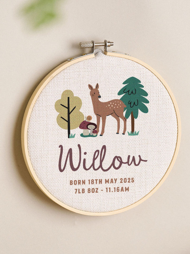 No Ordinary Gift personalised woodland design hoop 15cm - British product
