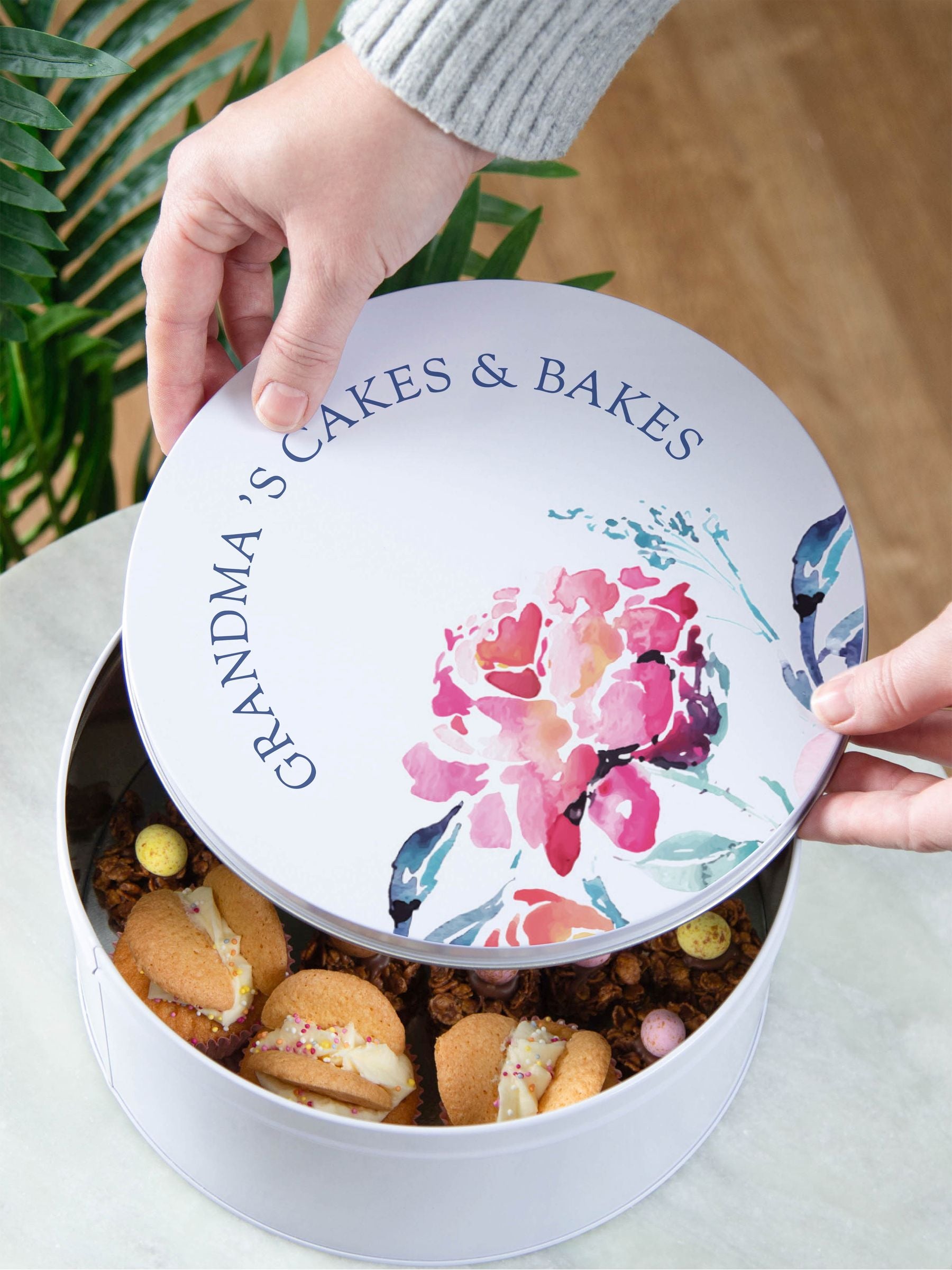 No Ordinary Gift watercolour floral cake tin - British product