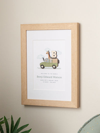 Next No Ordinary Gift Personalised Safari Truck New Baby Initial Print A5 Oak Frame- Buy online at McGrocer