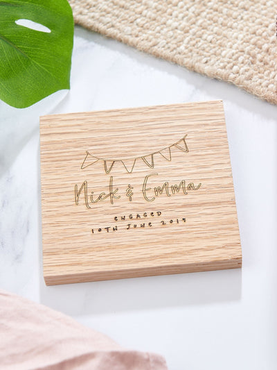 Next No Ordinary Gift Personalised Engagement Coaster with Bunting Design 10 x 10 x 0.8cm- Buy online at McGrocer