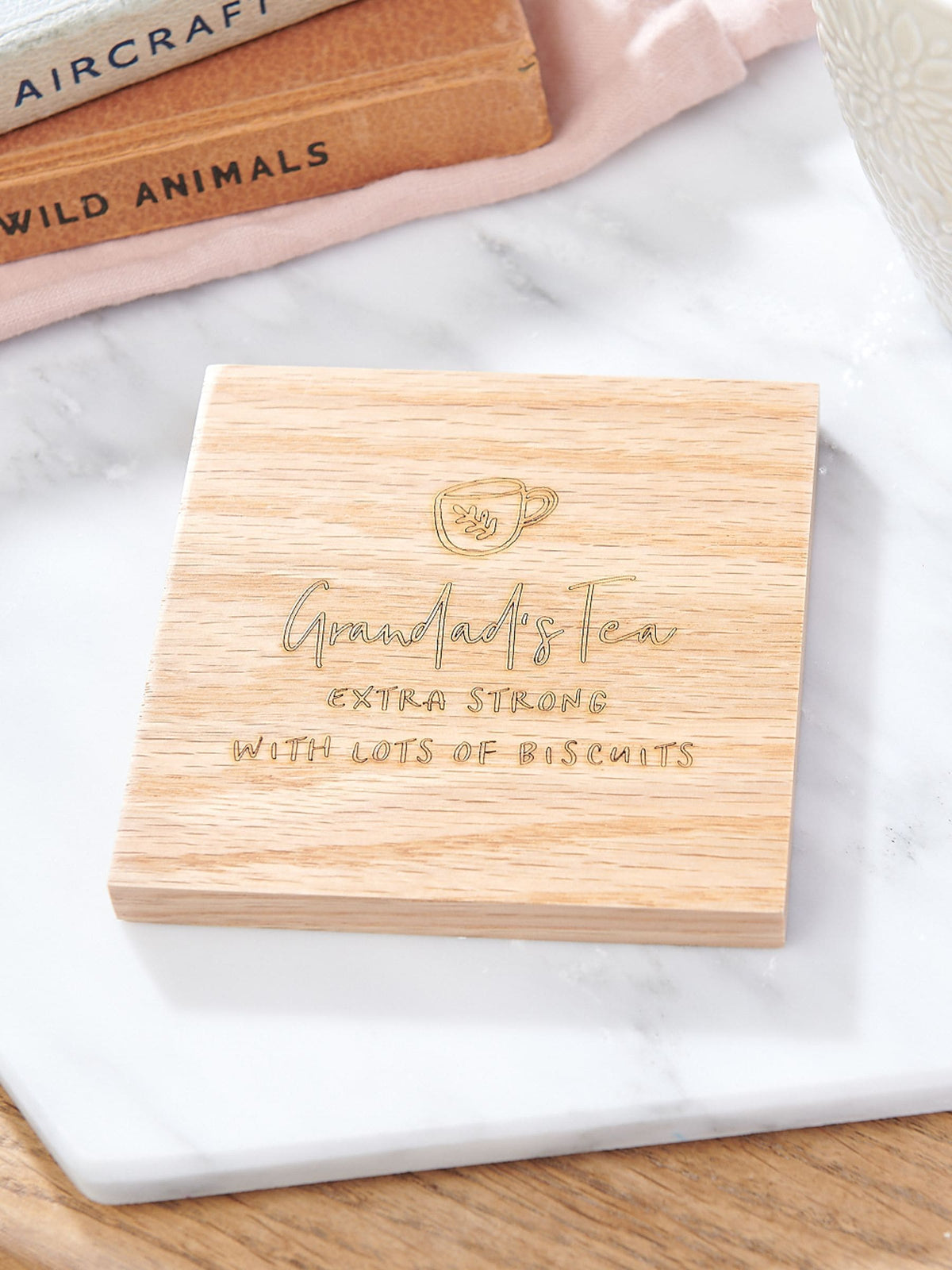 No Ordinary Gift engraved oak coaster, imported from the UK