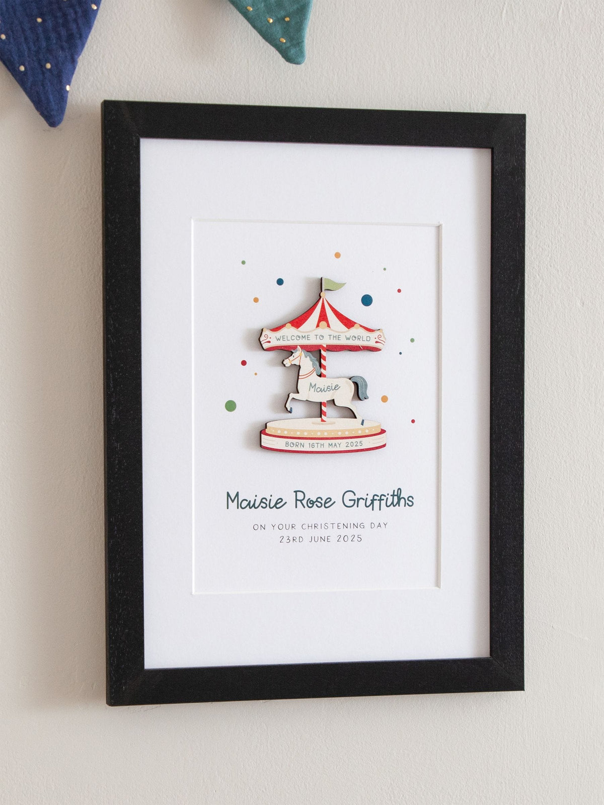 Personalised funfair carousel print by No Ordinary Gift A5 - British product