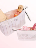 Victoria's Secret Iconic Stripe Pink 2 Piece Makeup Bag Set