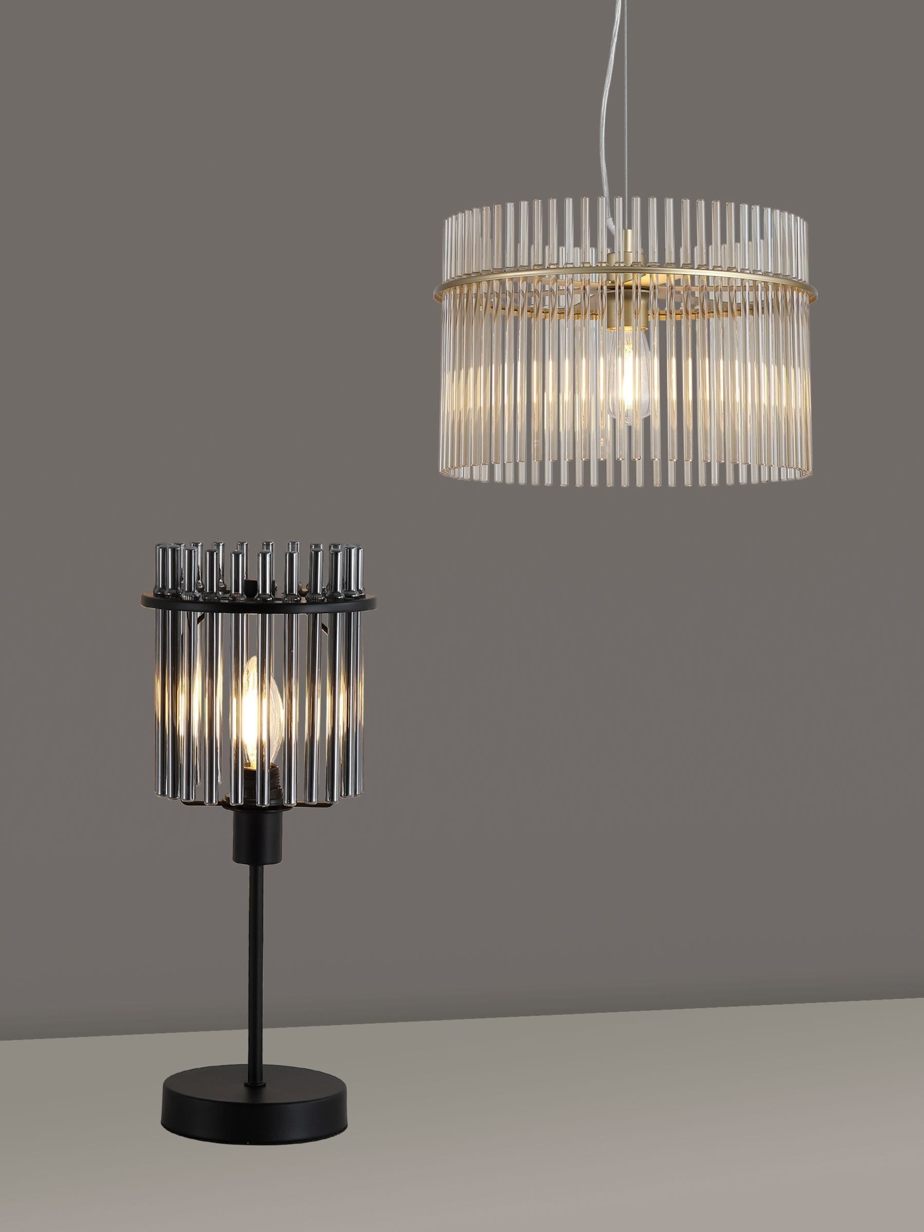Searchlight table lamp black and smoke glass rod 37.5cm, UK version