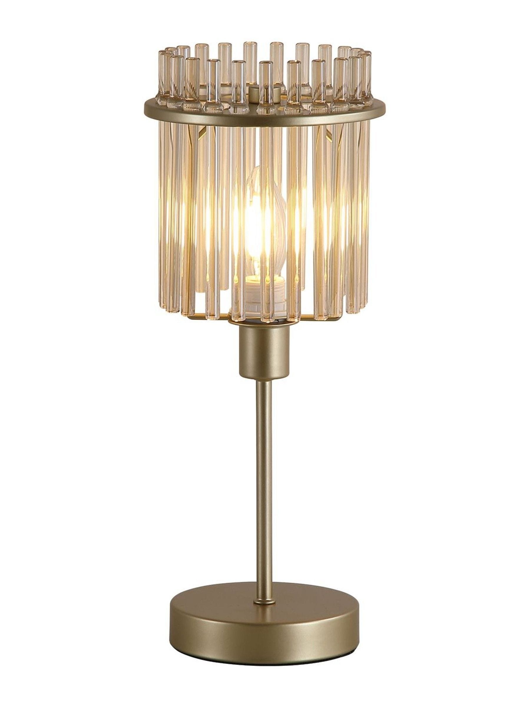 Searchlight chrome gold glass rod table lamp, imported from the UK
