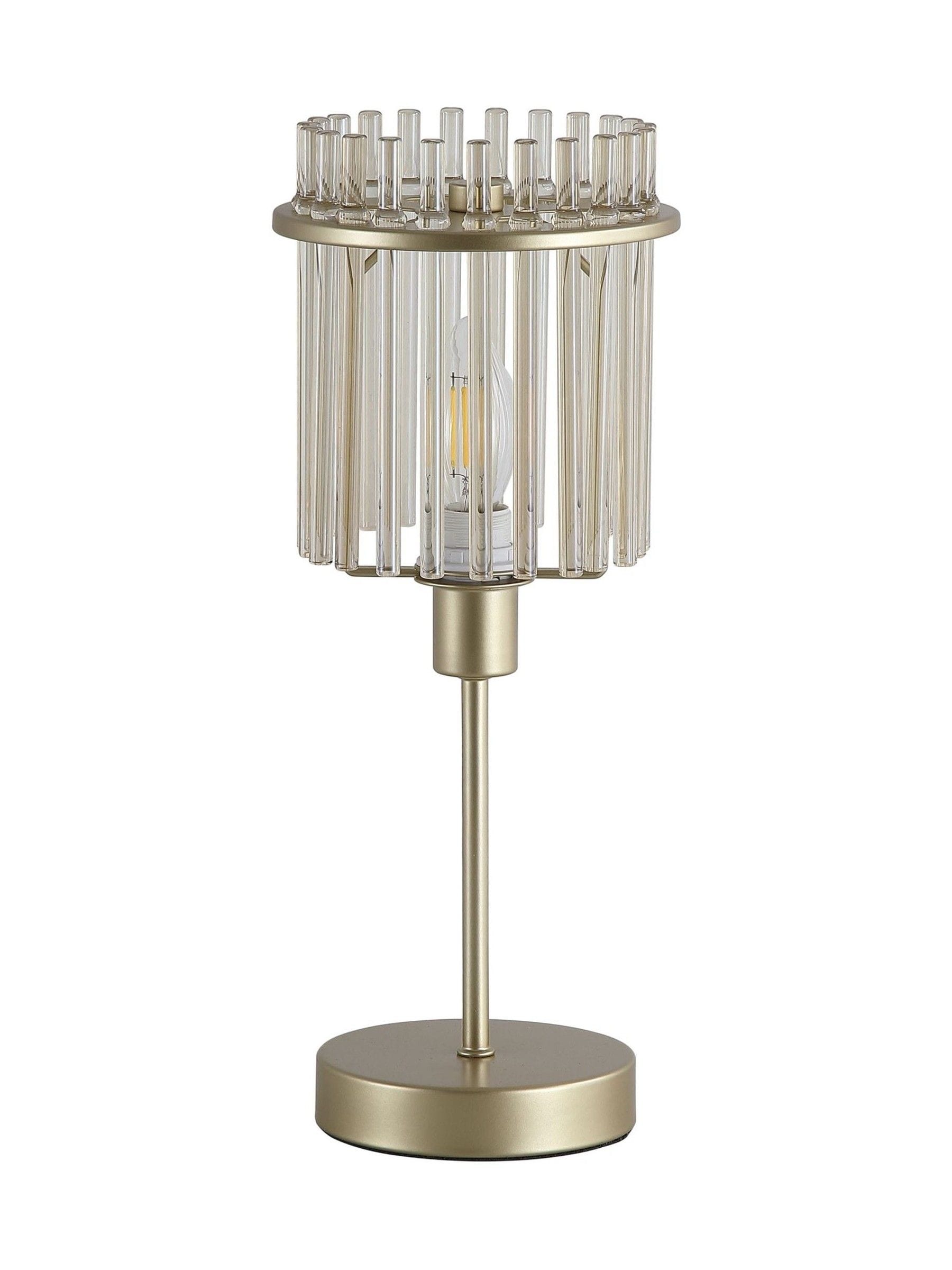Searchlight chrome gold glass rod table lamp, imported from the UK