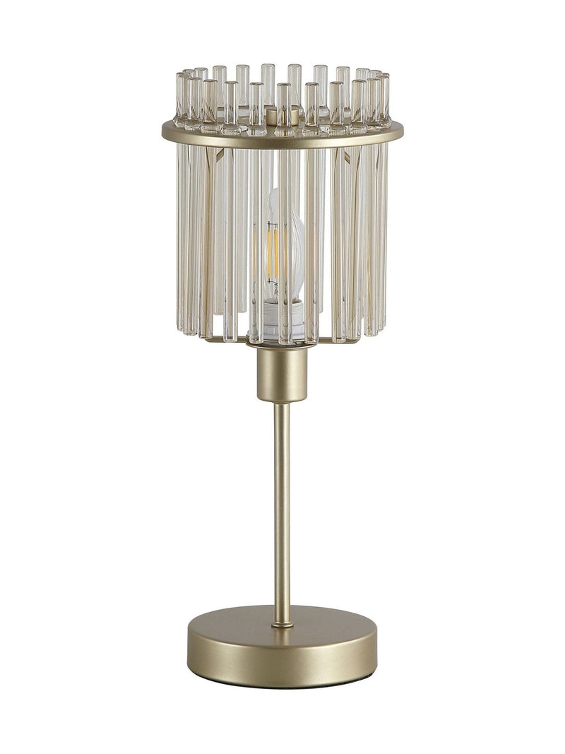 Searchlight chrome gold glass rod table lamp, imported from the UK