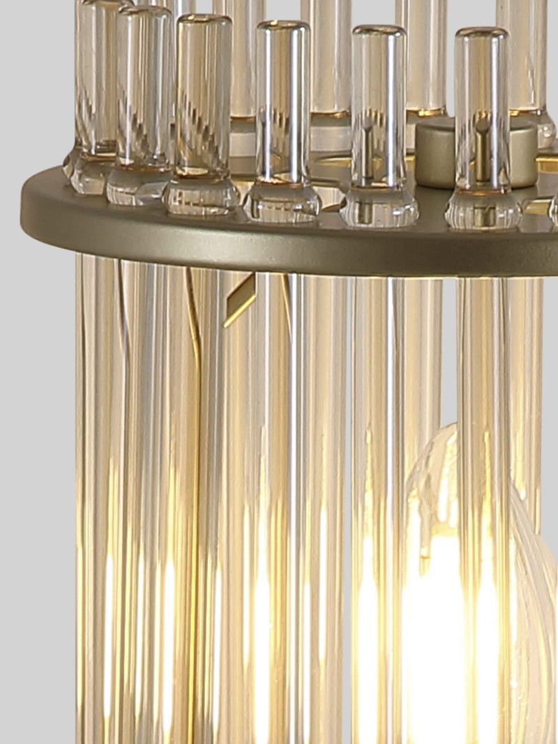 Searchlight chrome gold glass rod table lamp, imported from the UK
