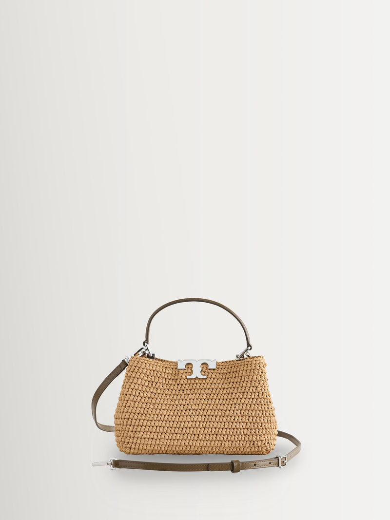 Tory Burch hand-crocheted raffia mini satchel bag, UK version