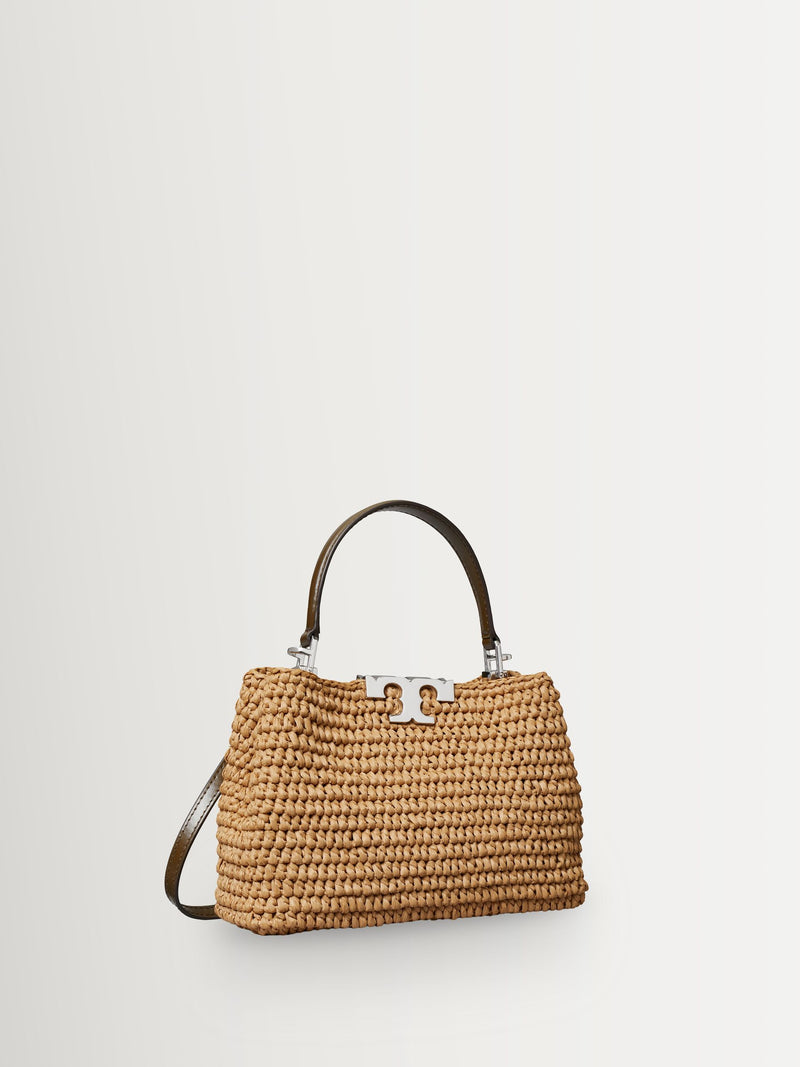 Tory Burch hand-crocheted raffia mini satchel bag, UK version