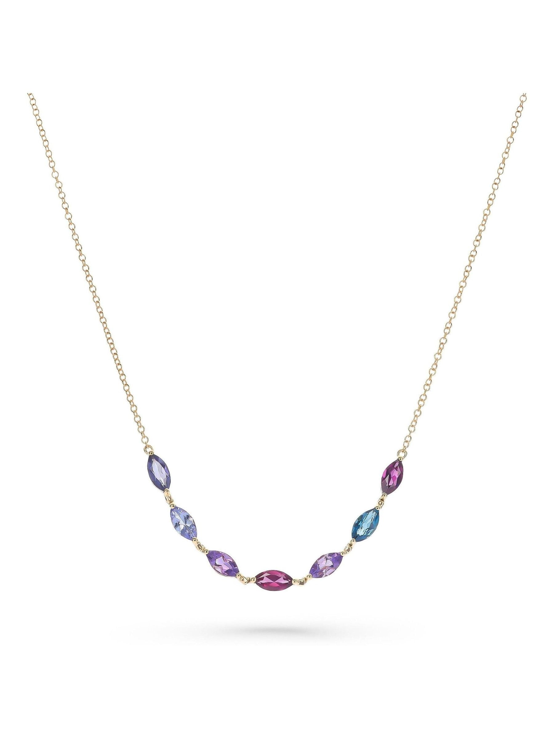 Beaverbrooks 9ct gold gemstone necklace 45cm, UK version