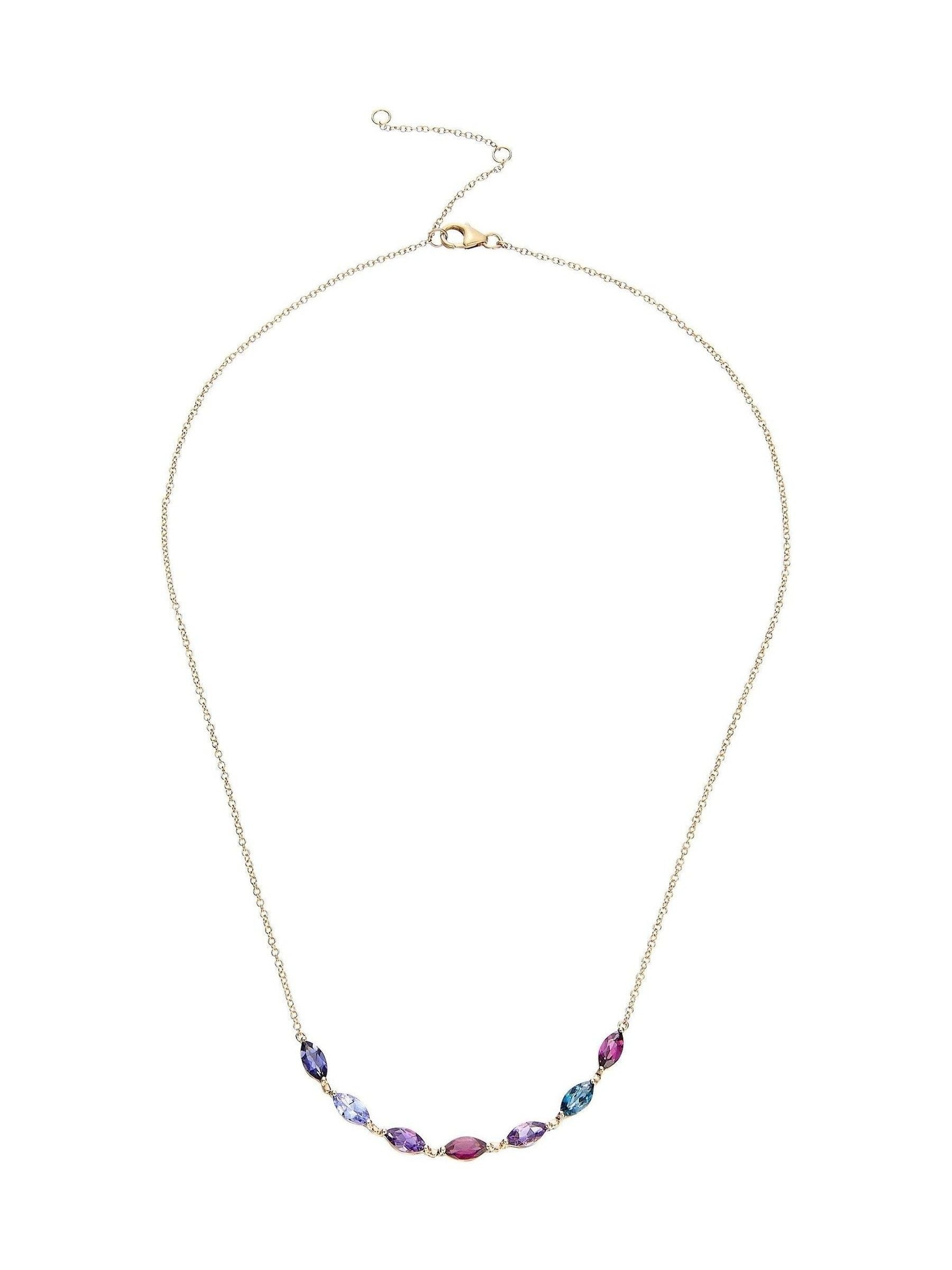 Beaverbrooks 9ct gold gemstone necklace 45cm, UK version