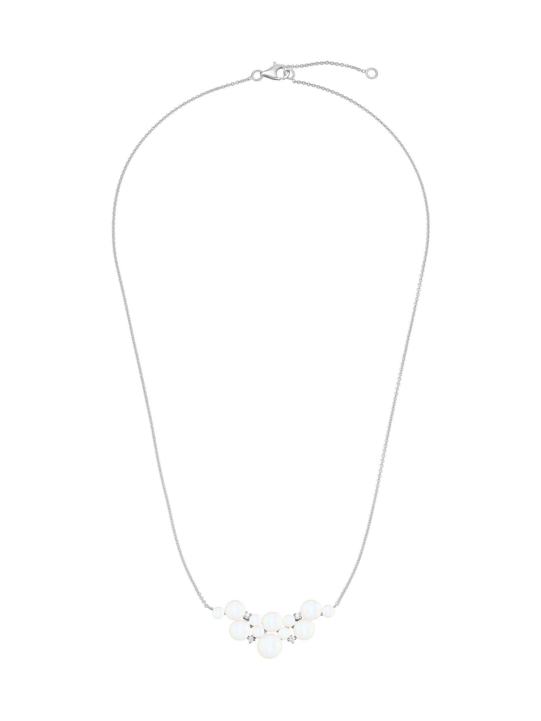 Beaverbrooks cubic zirconia freshwater pearl necklace sterling silver - British product