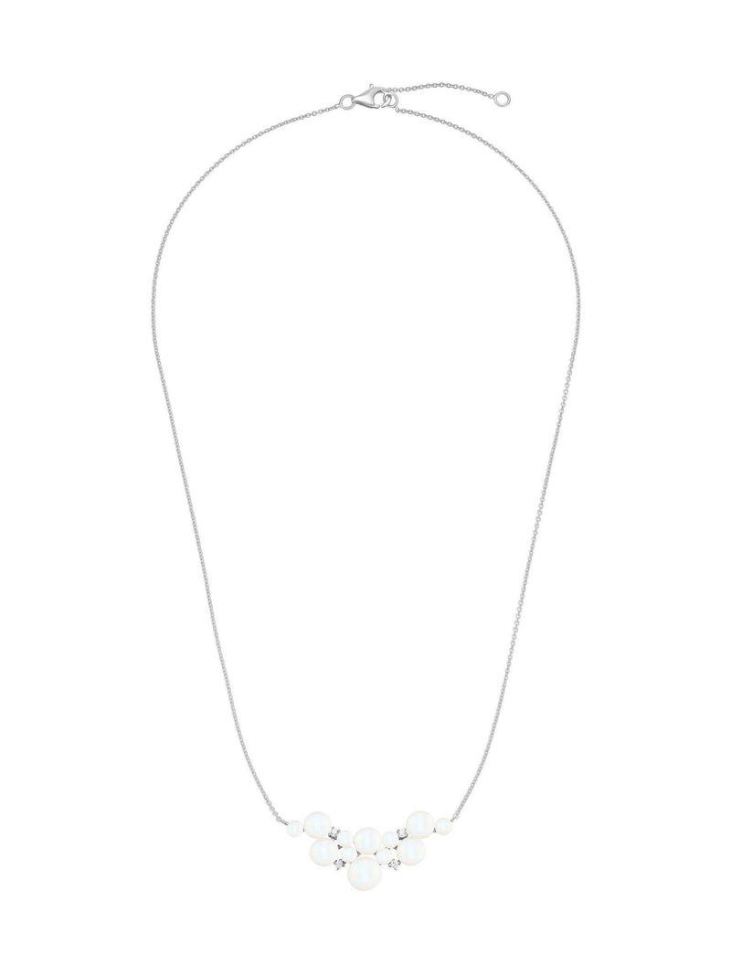 Beaverbrooks cubic zirconia freshwater pearl necklace sterling silver - British product