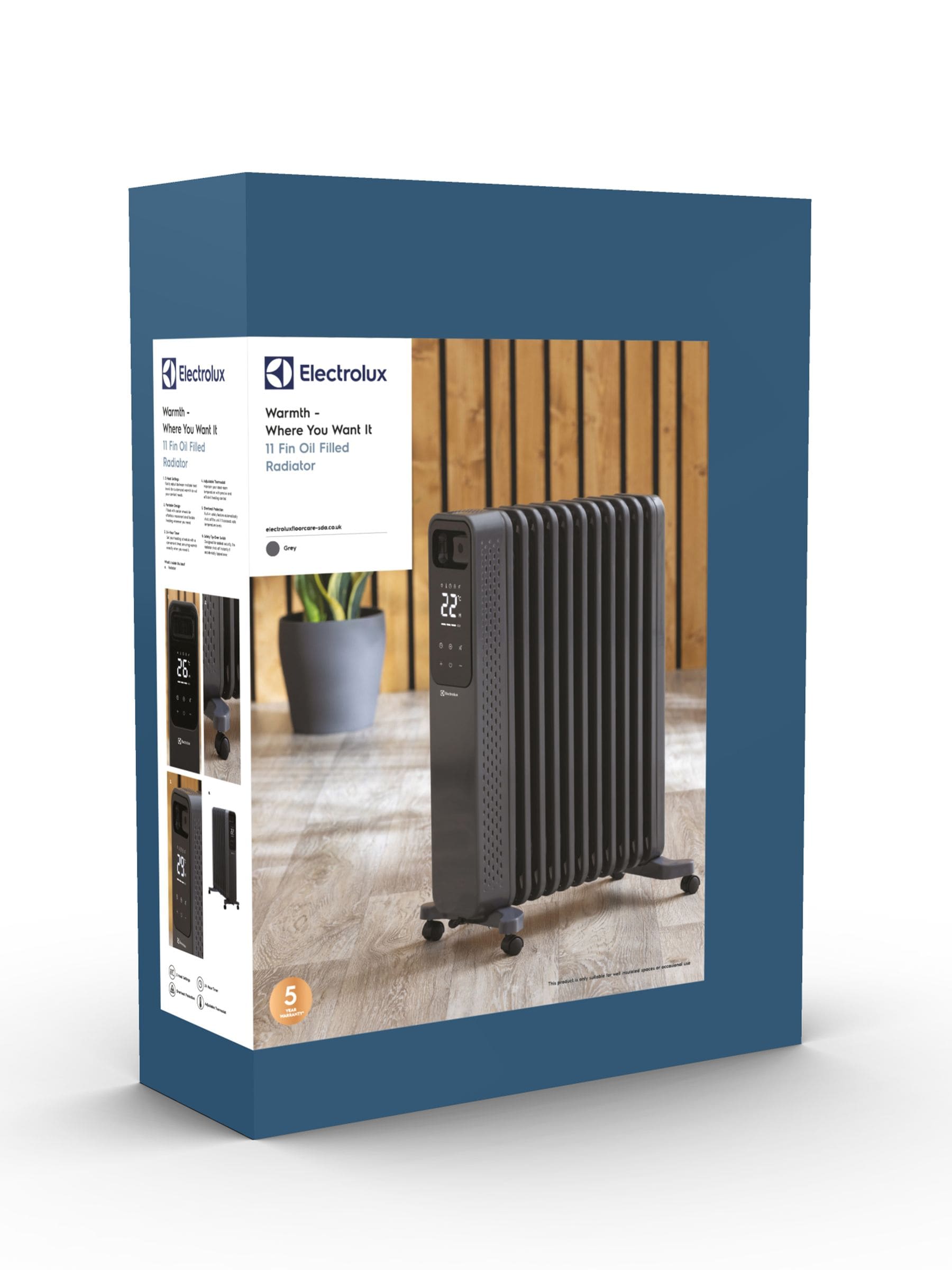 Electrolux 2400W oil filled radiator grey, imported from the UK