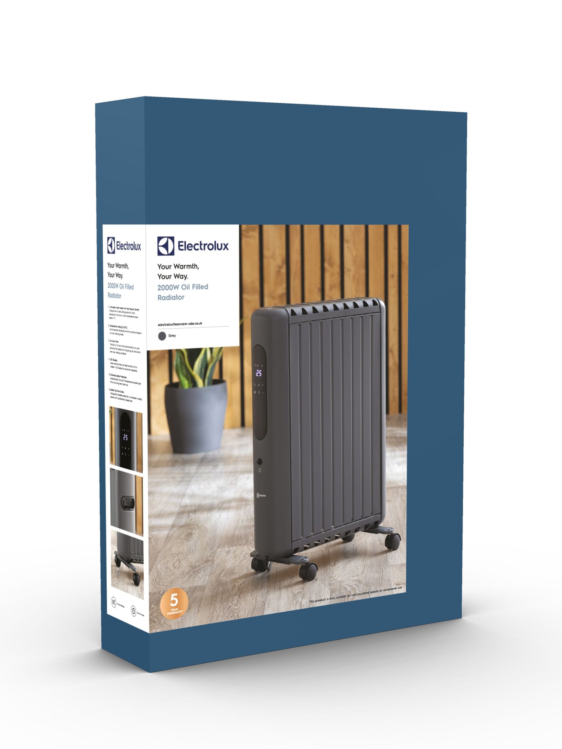 Electrolux grey 2000W digital close-fin oil heater - British product