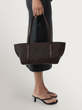 St Agni tote bag brown woven slim bateau - British product