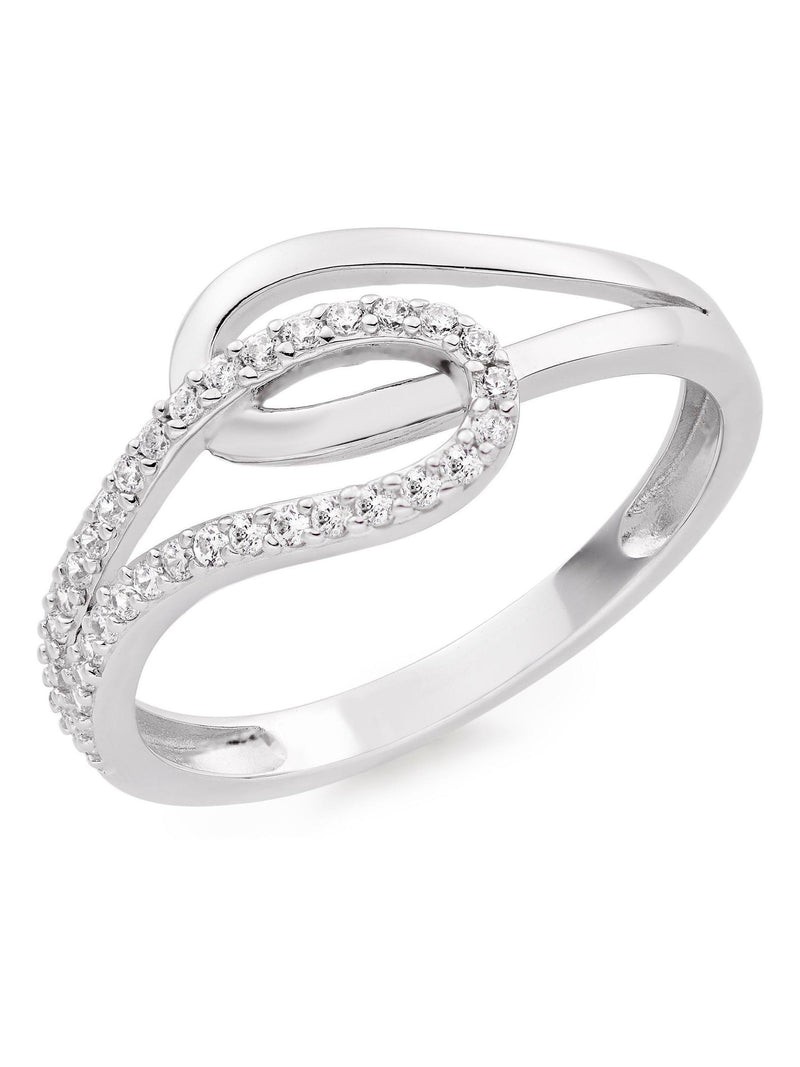 Beaverbrooks silver cubic zirconia crossover ring (British brand)