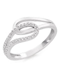 Beaverbrooks silver cubic zirconia crossover ring (British brand)