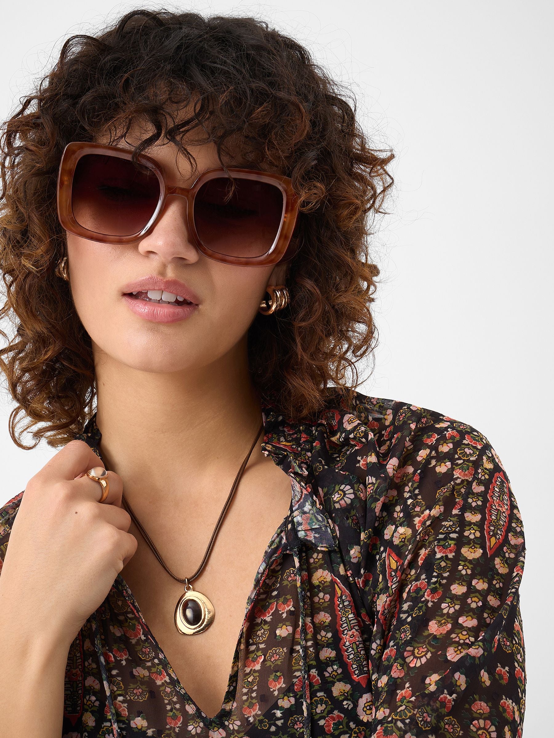 Accessorize brown retro oversized square sunglasses imported from the UK