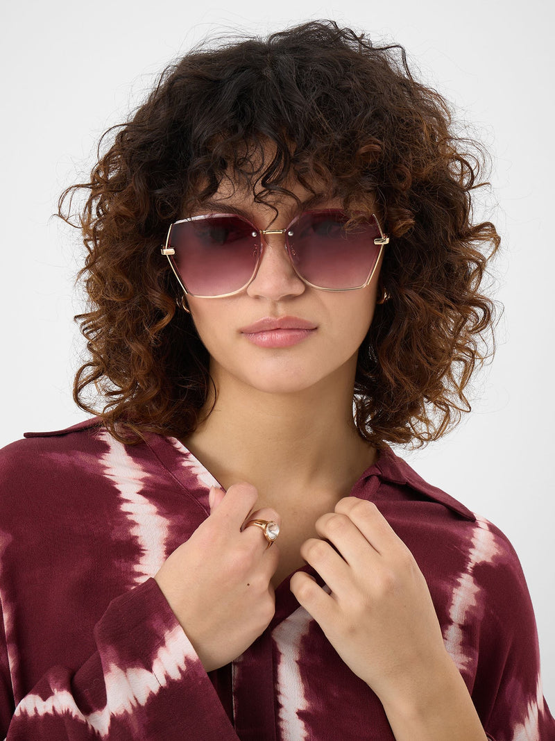 Accessorize pink geometric metal sunglasses, imported from the UK