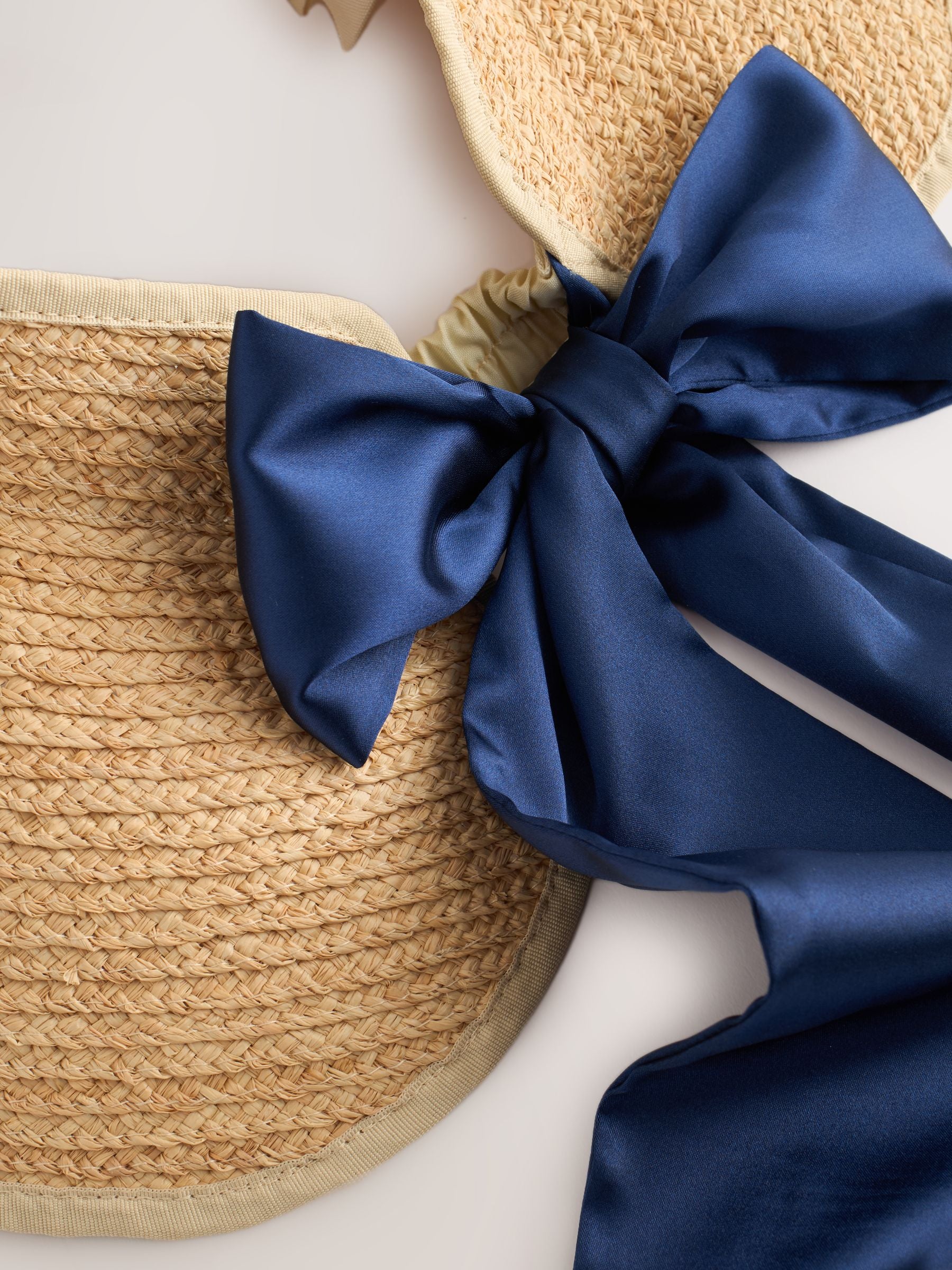 Laura Ashley straw visor hat with bow detail, UK version