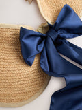 Laura Ashley straw visor hat with bow detail, UK version